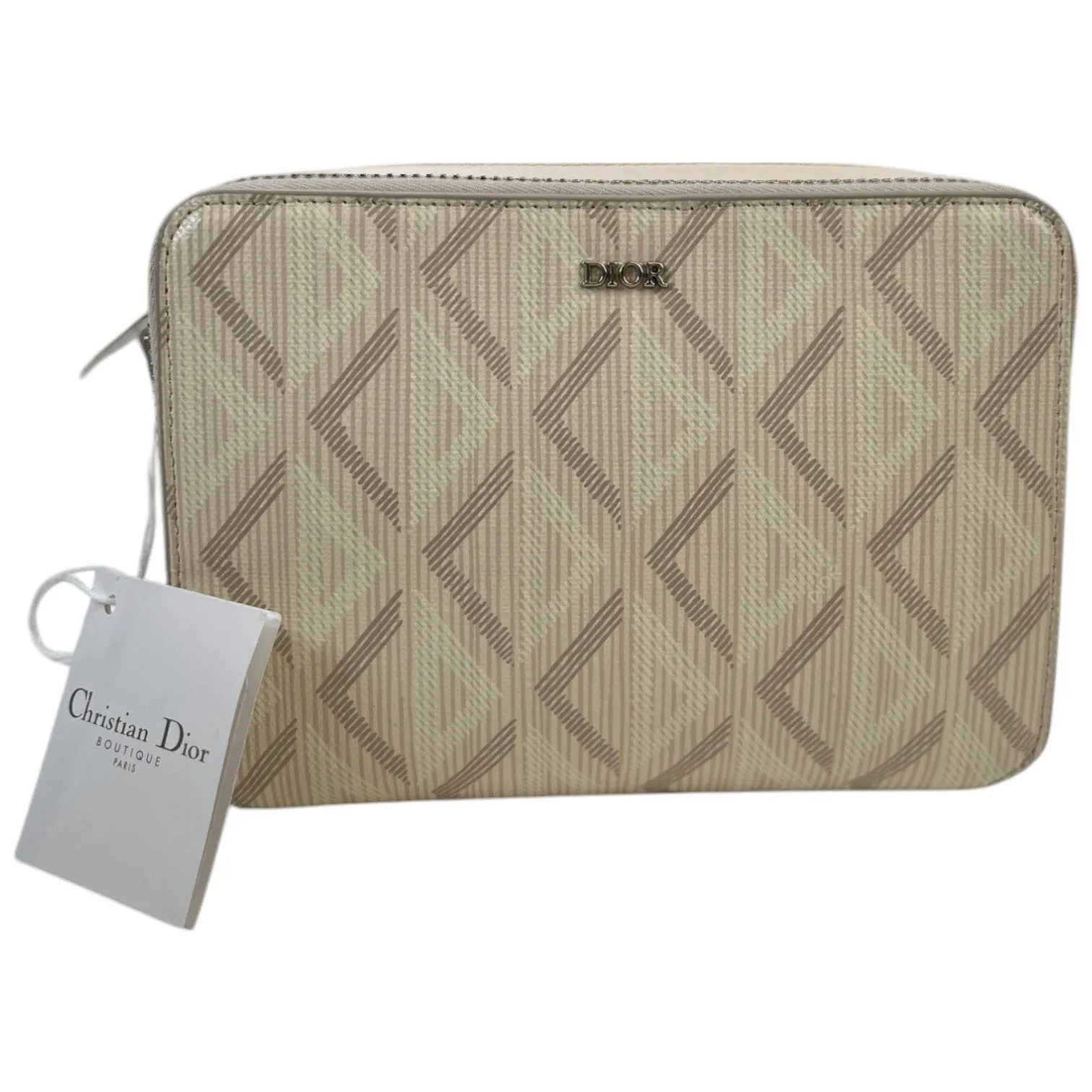 Men's Cd Diamond Messenger Bag Beige