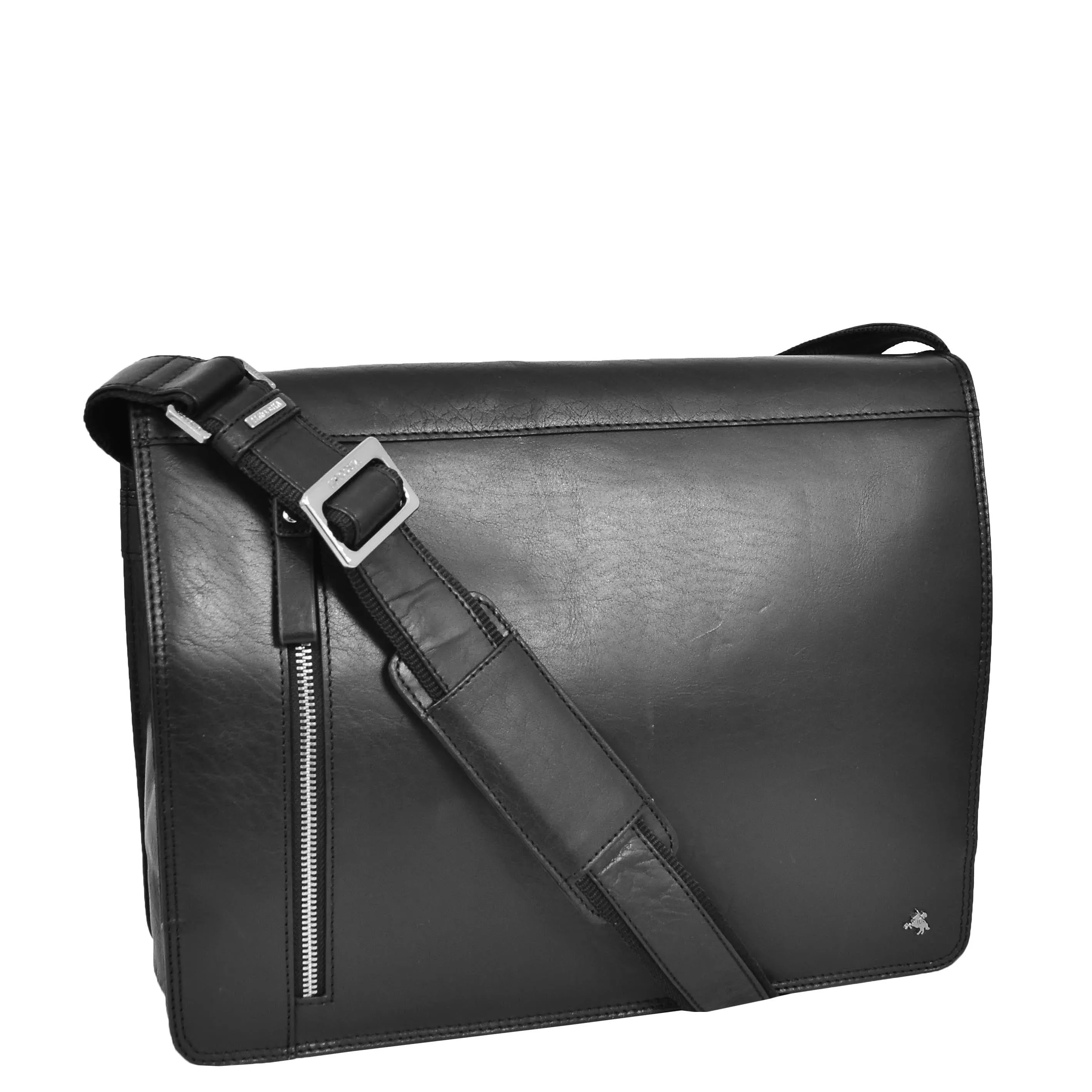 Mens Leather Cross Body Messenger Satchel Bag Hector Black