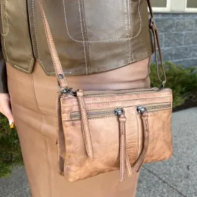 MET Leather Crossbody Bag with Dual Front Zipper Pockets