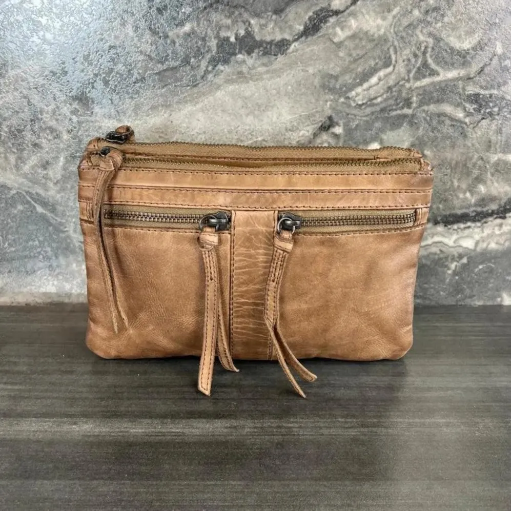 MET Leather Crossbody Bag with Dual Front Zipper Pockets