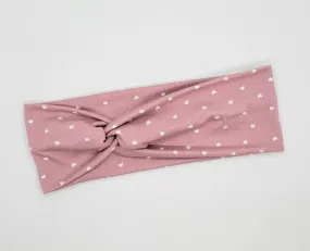 Mini Hearts On Dusty Pink Headband