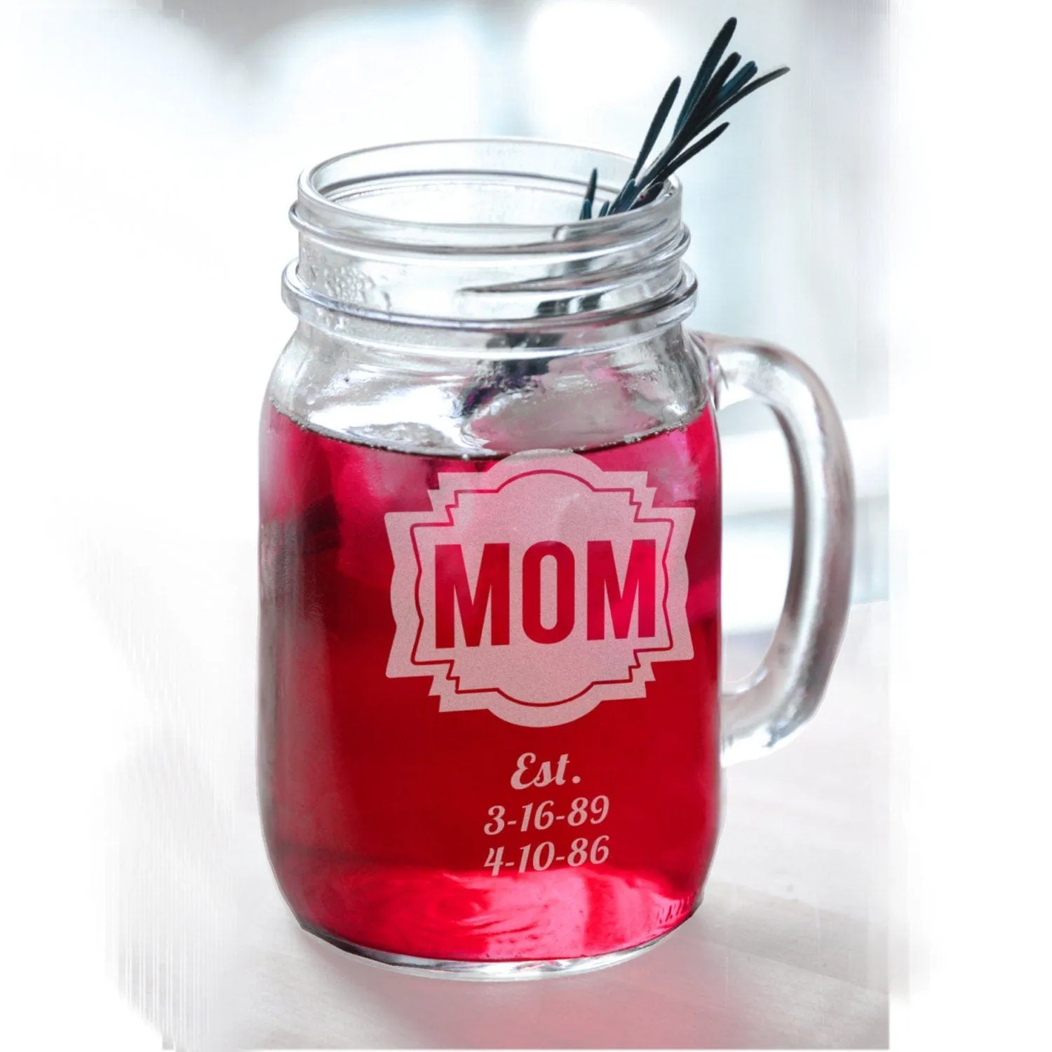 Mom Birthday Gift Mason Jar Mug with Custom Egnraved Special for Mom Christmas Love Personalized 2022 Holiday Present for Mommy