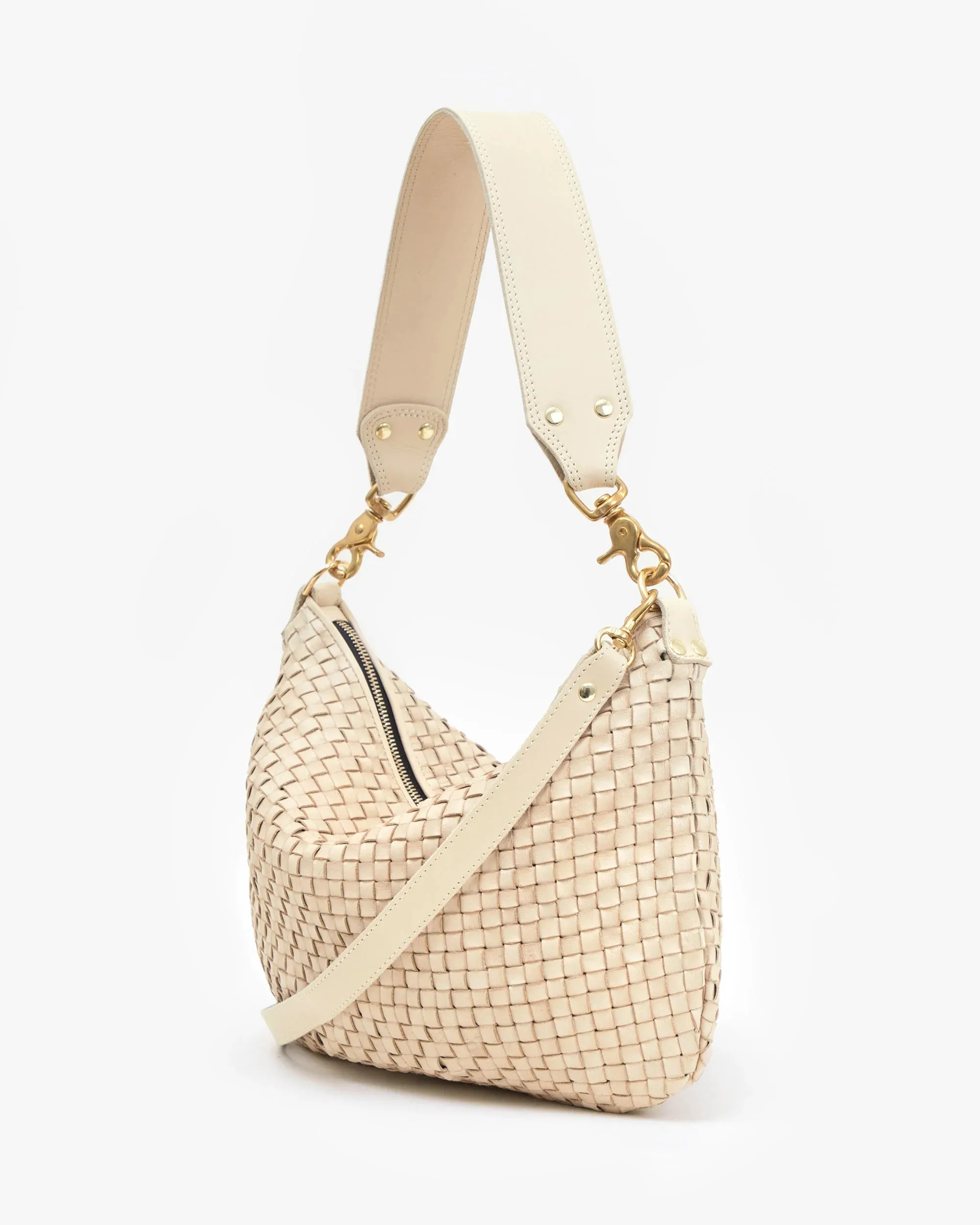 Moyen Messenger Bag - Cream Woven Checker