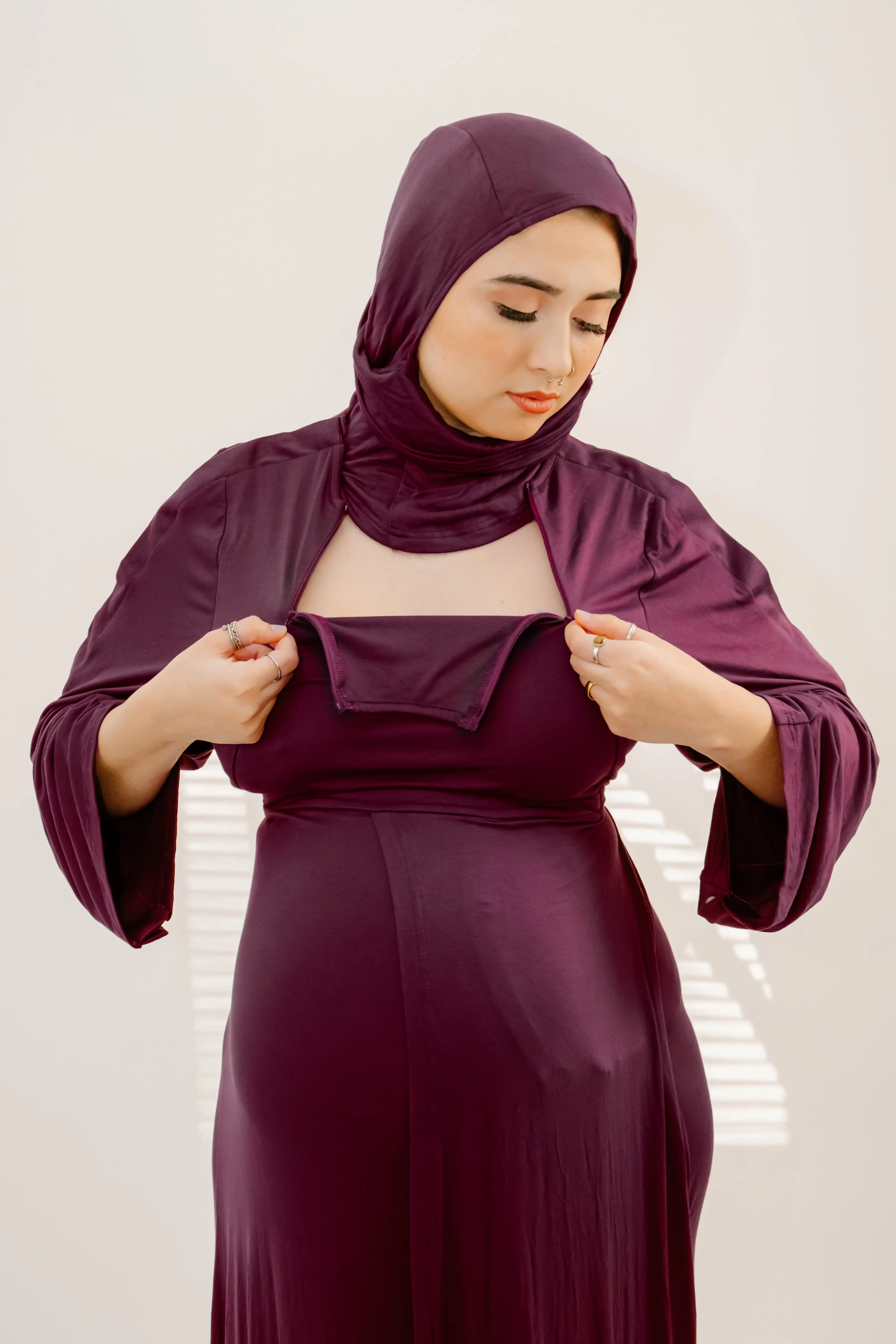 Nadia Labor & Postpartum Gown in Plum