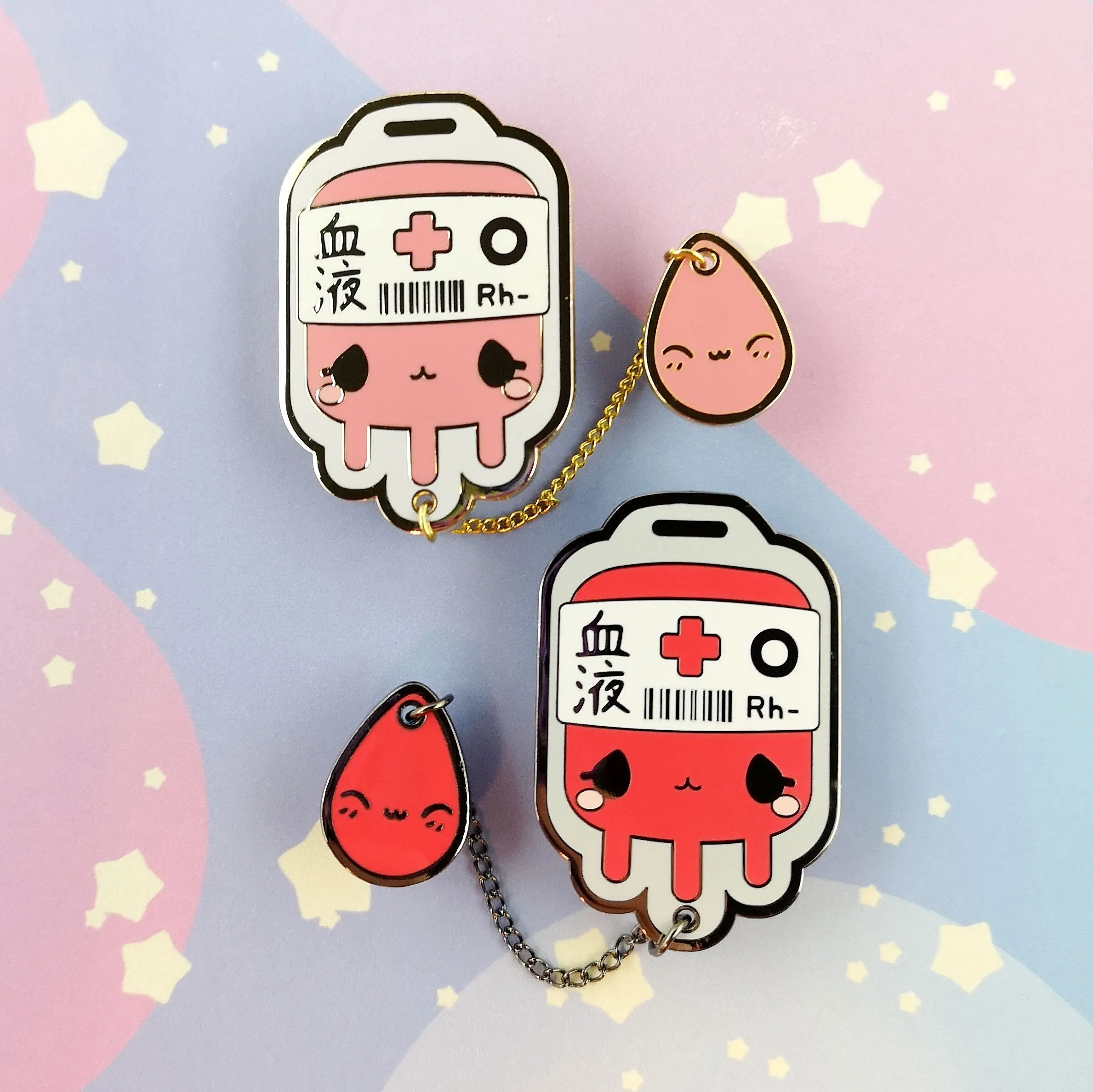 O- Negative Blood Bag -- Hard Enamel Collar Pin -- Kawaii Medical Pins Series