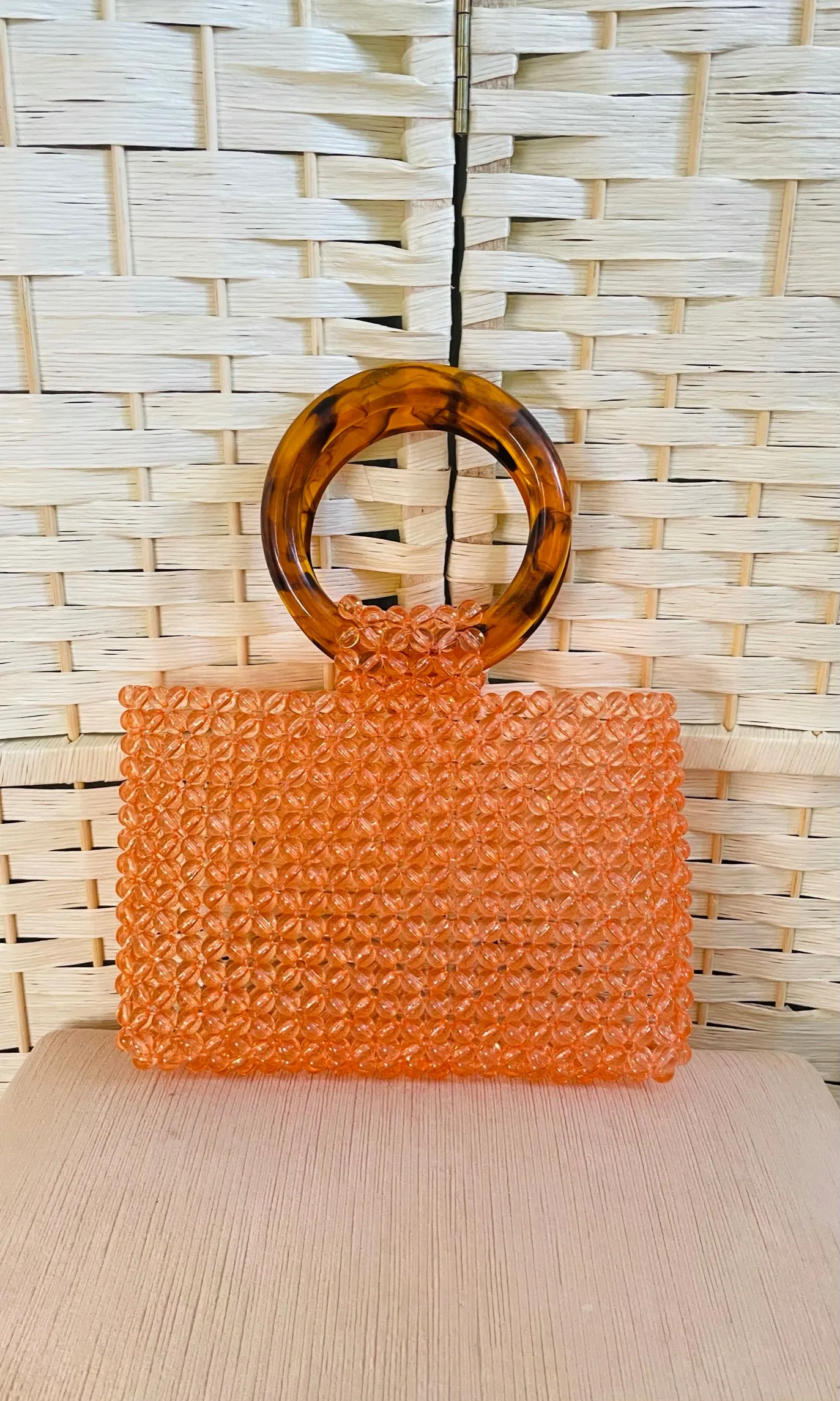 Orange Beaded Marble Bag