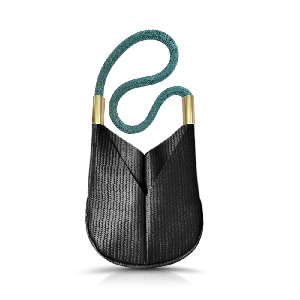 Original Wildwood Bag | Small Crossbody in Black Basketweave Leather