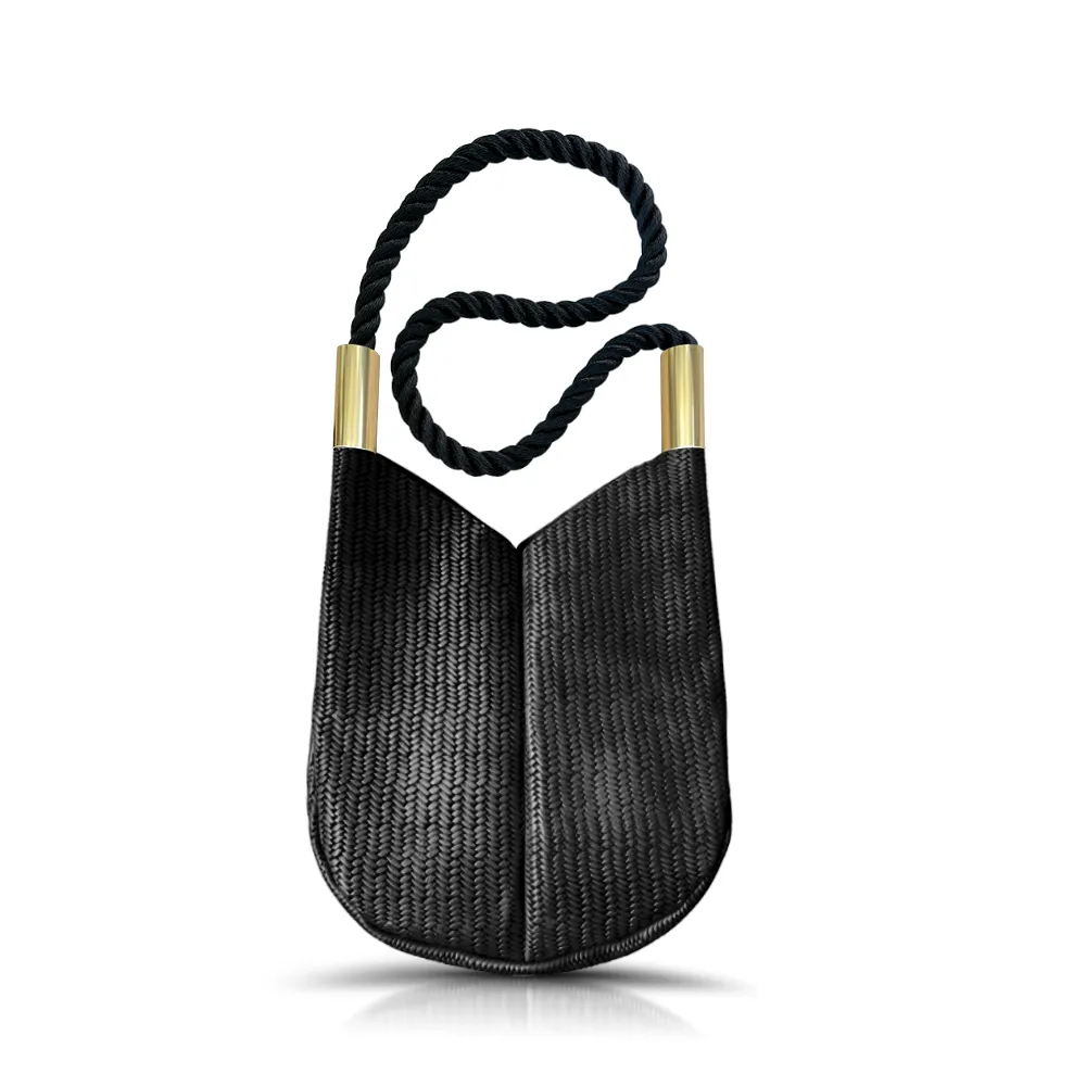 Original Wildwood Bag | Small Crossbody in Black Basketweave Leather