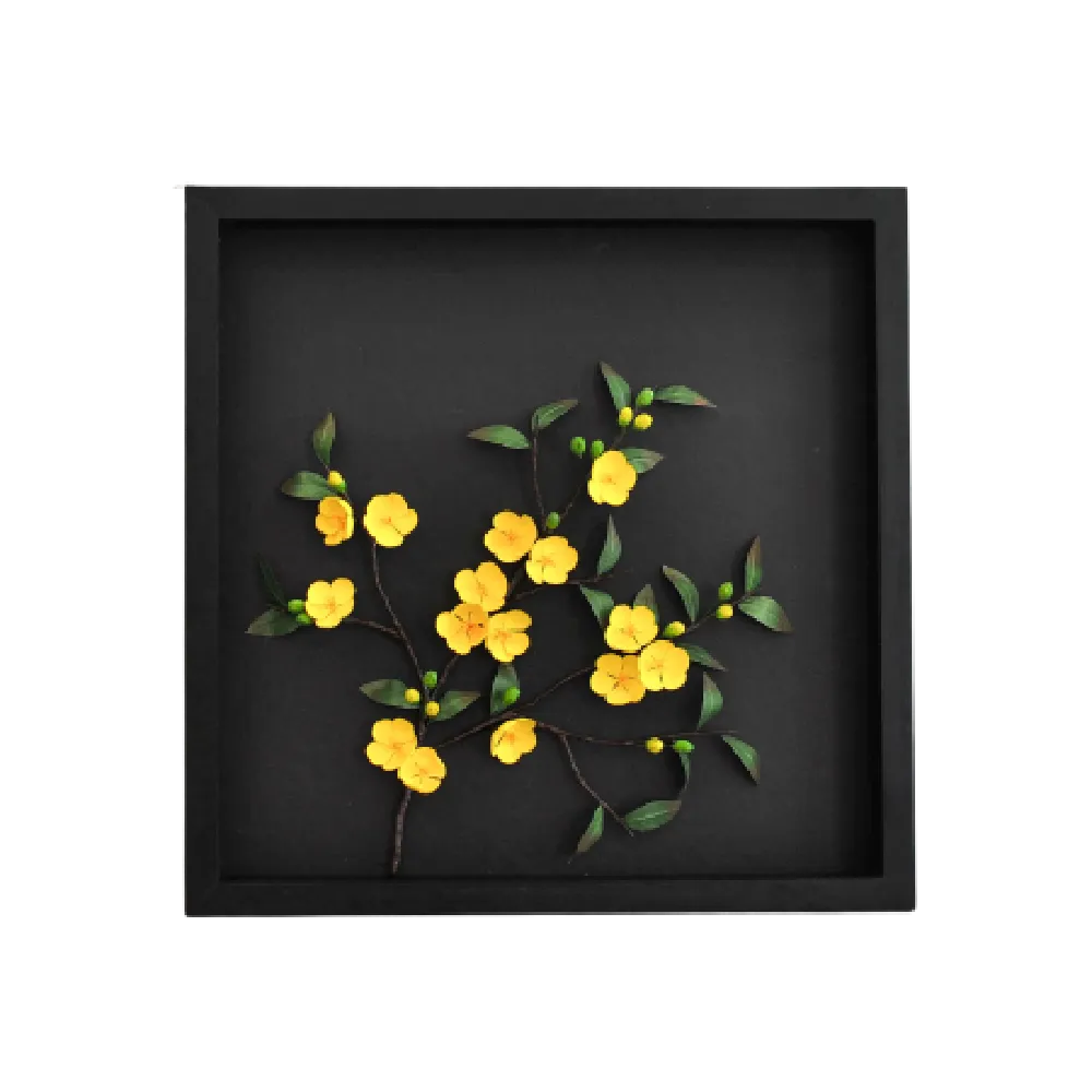 Paper Flowers Shadow Box 40x40 - Apricot Blossom