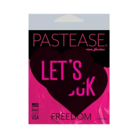 Pastease Love: "Let's Fuck" Black Heart on Neon Pink Base Nipple Pasties