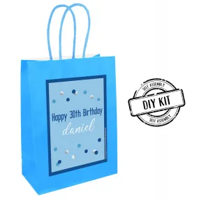 Personalised Glitz Blue Paper Party Bags - Pack of 12