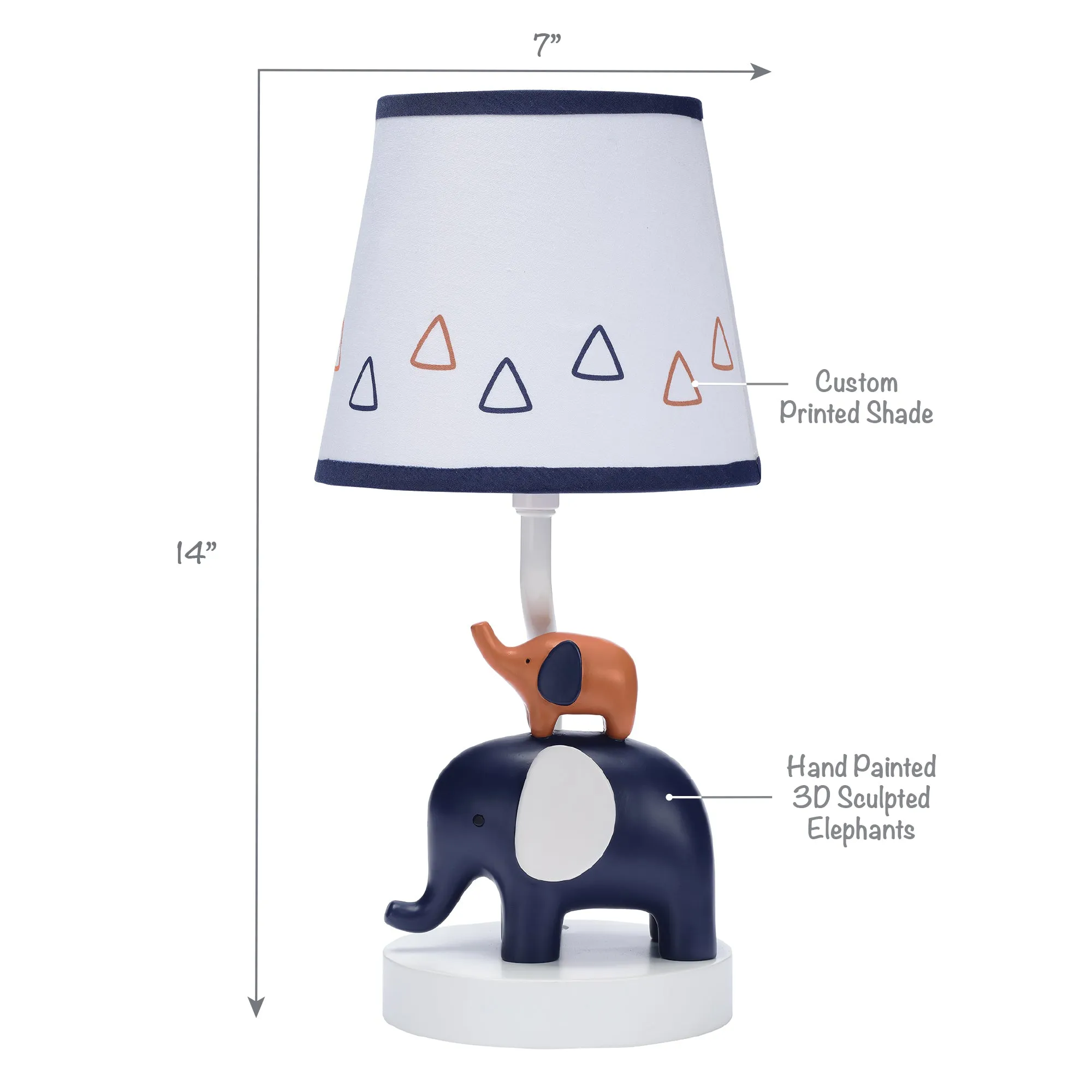 Playful Elephant Lamp with Shade & Bulb