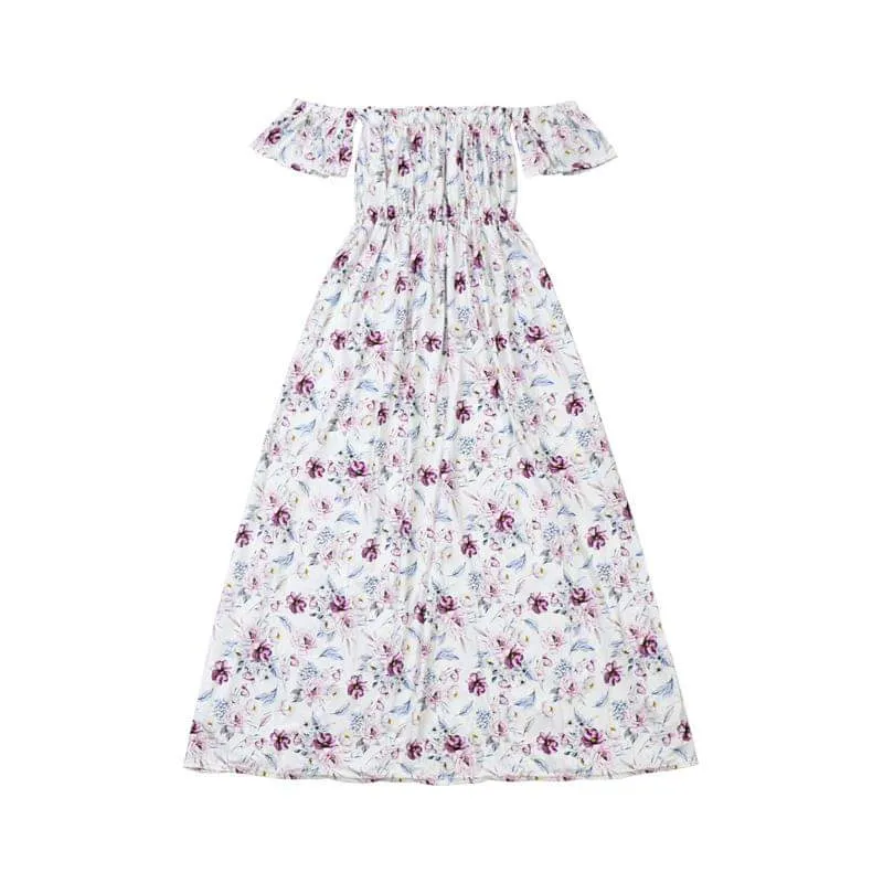 Plum Floral Off Shoulder Ladies Maxi Dress