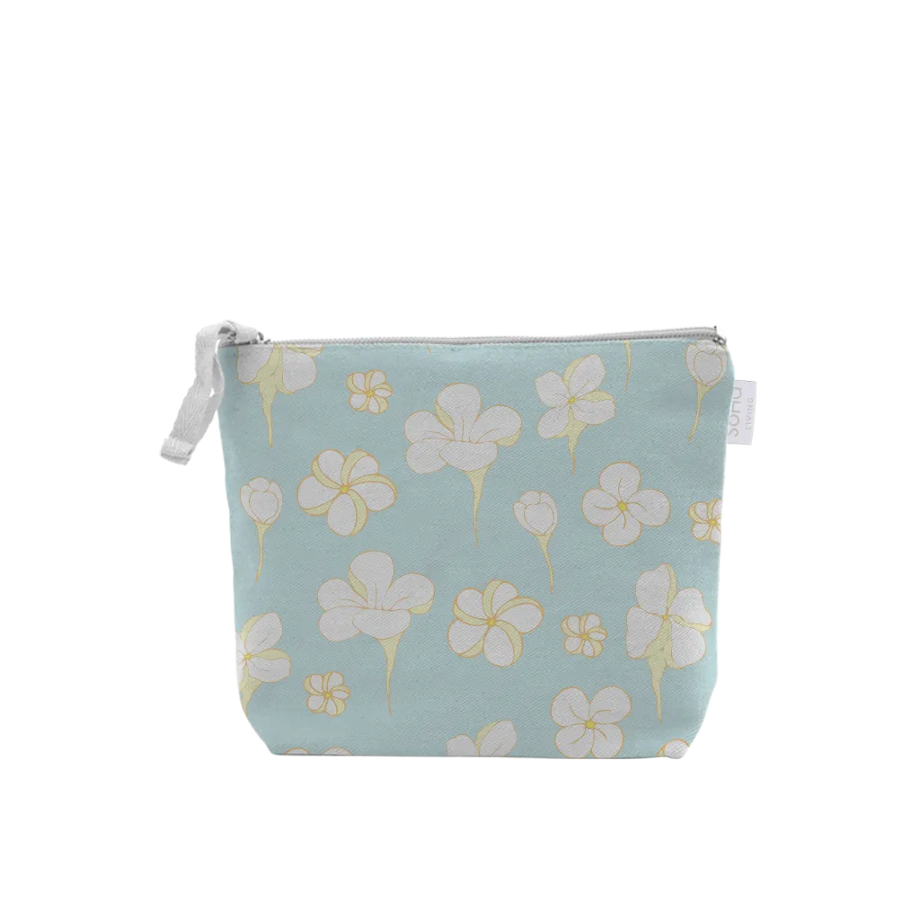 *Plumerias on Blue Cosmetic Bag, Small