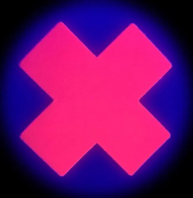 Plus X: Neon Pink (Blacklight Reactive)Cross Nipple Pasties