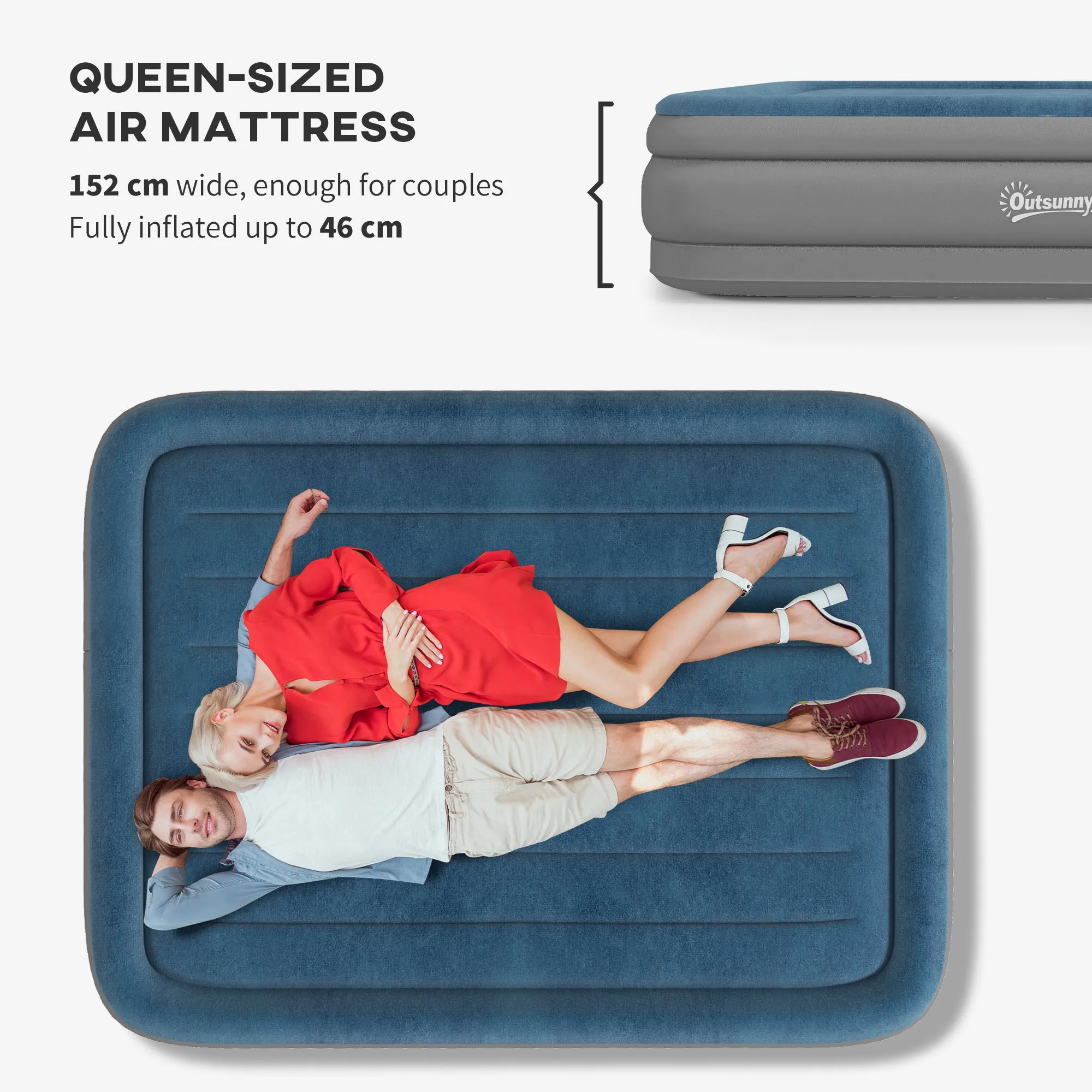 Queen-Size Inflatable Mattress, with Built-In Electric Pump and Bag