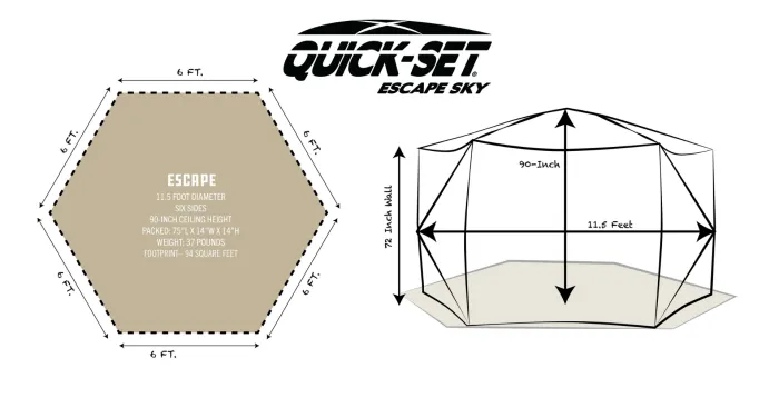 Quick-Set Escape Sky Camper Screen Shelter (6 Sided)