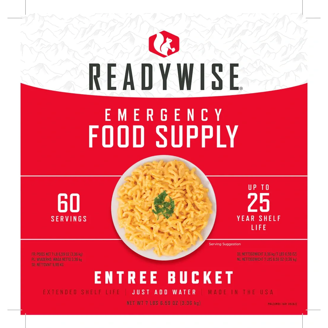 ReadyWise Freeze Dried Entrée Bucket - 60 Servings