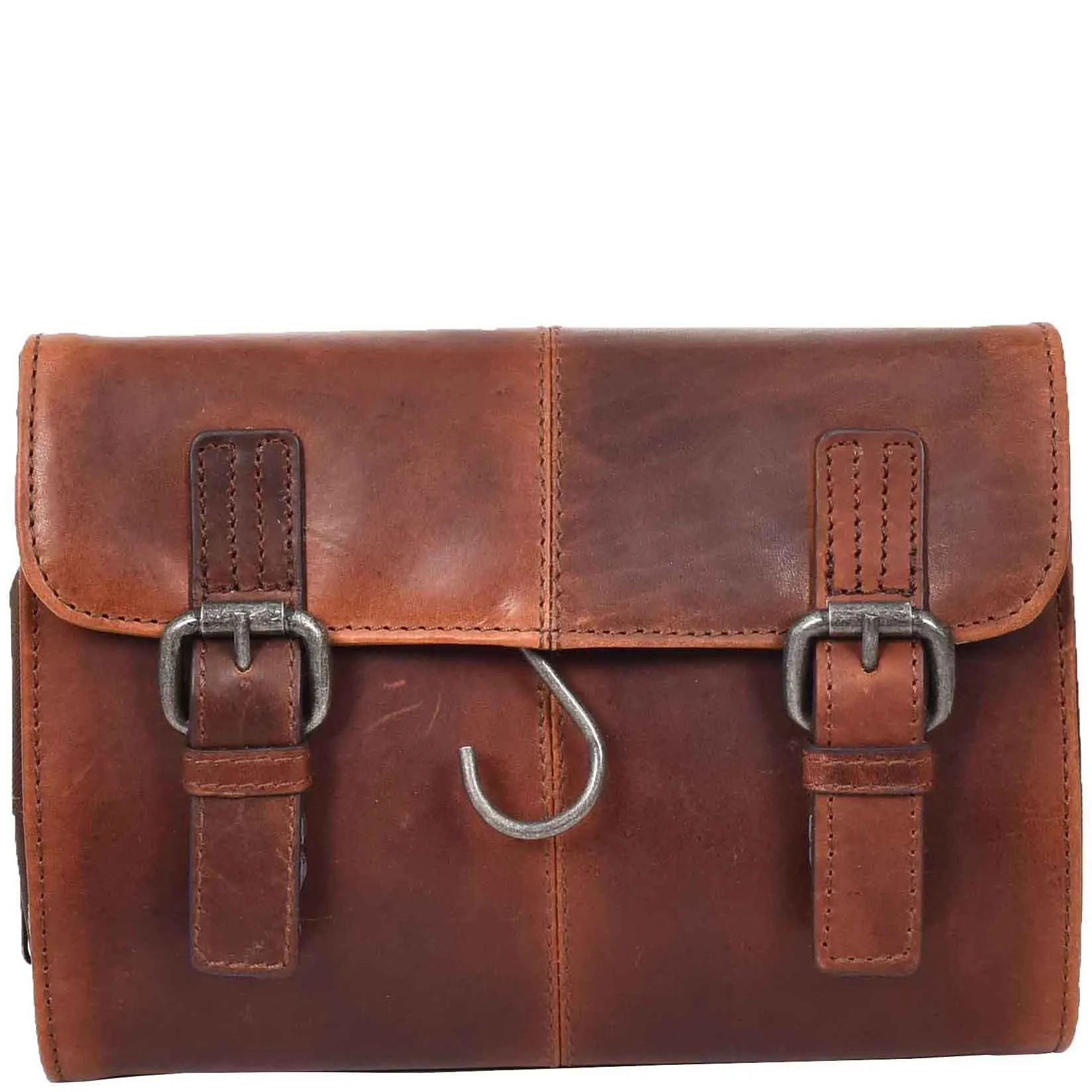 Real Leather Hanging Toiletry Wash Bag Mens Cruise Tan