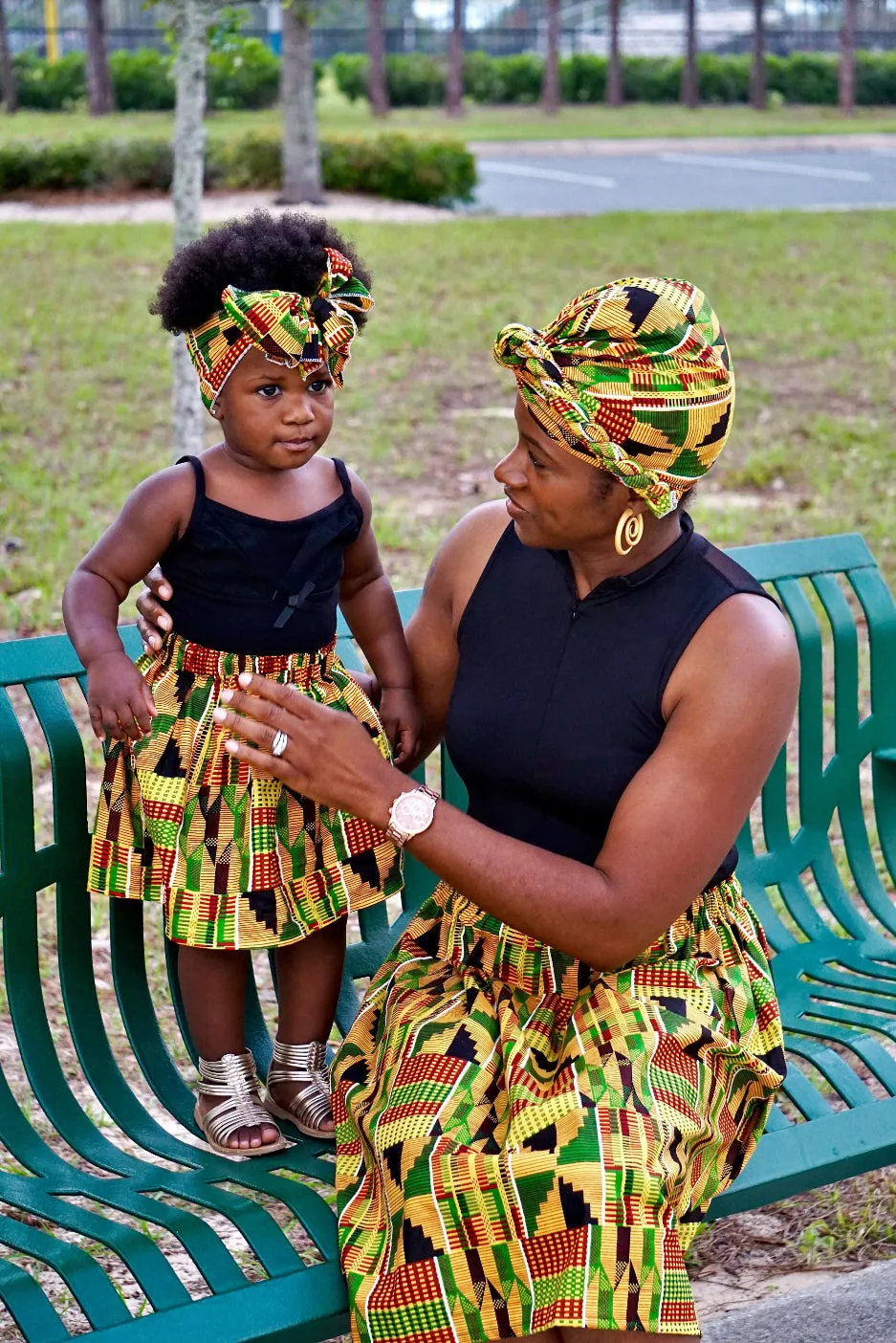 Red Ankara African Mommy and Me Headwrap