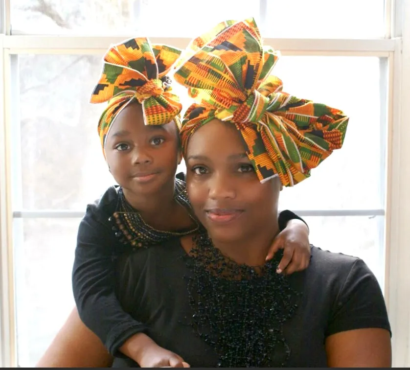 Red Ankara African Mommy and Me Headwrap