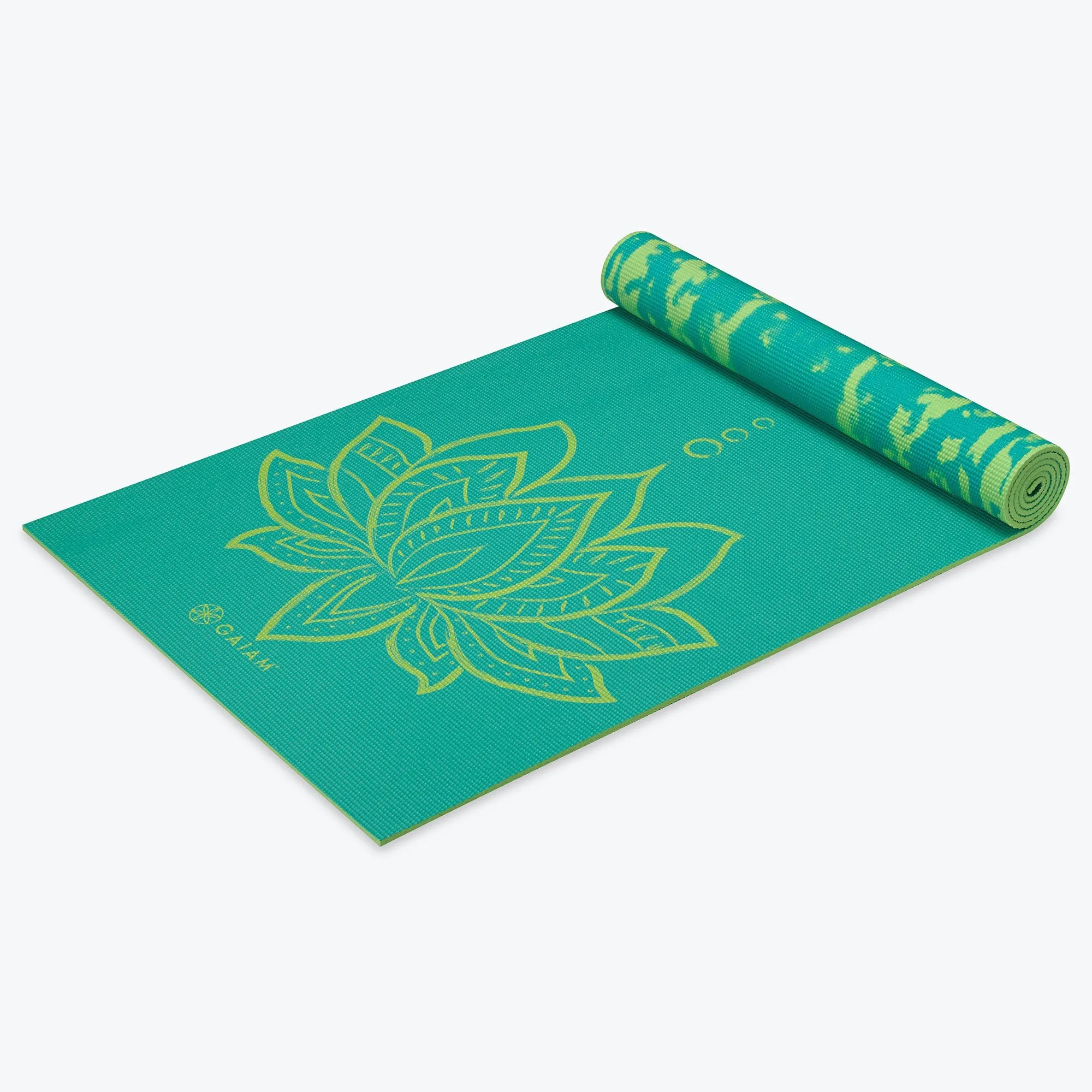 Reversible Turquoise Lotus Yoga Mat (6mm)