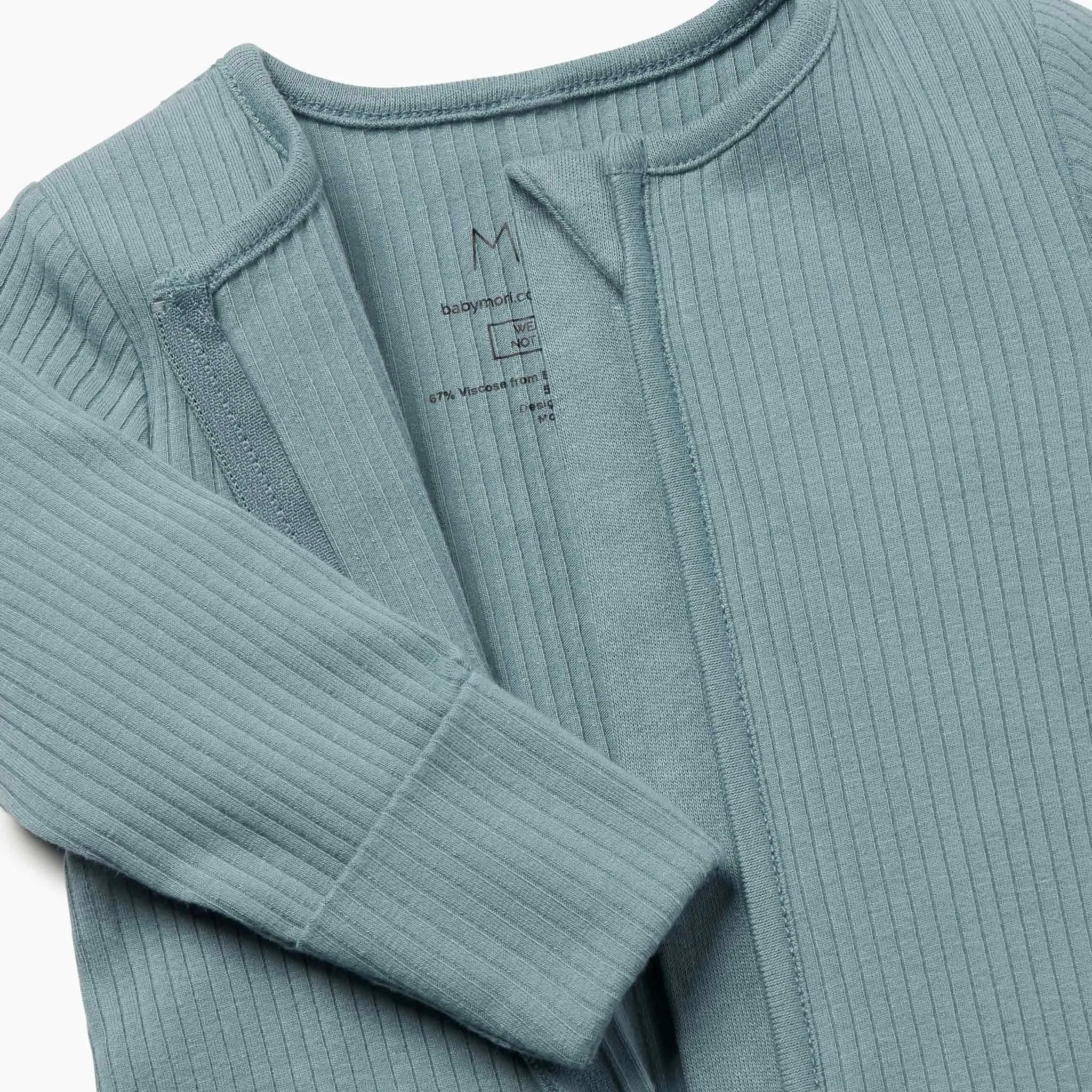 Ribbed Zip-Up Baby Pajamas