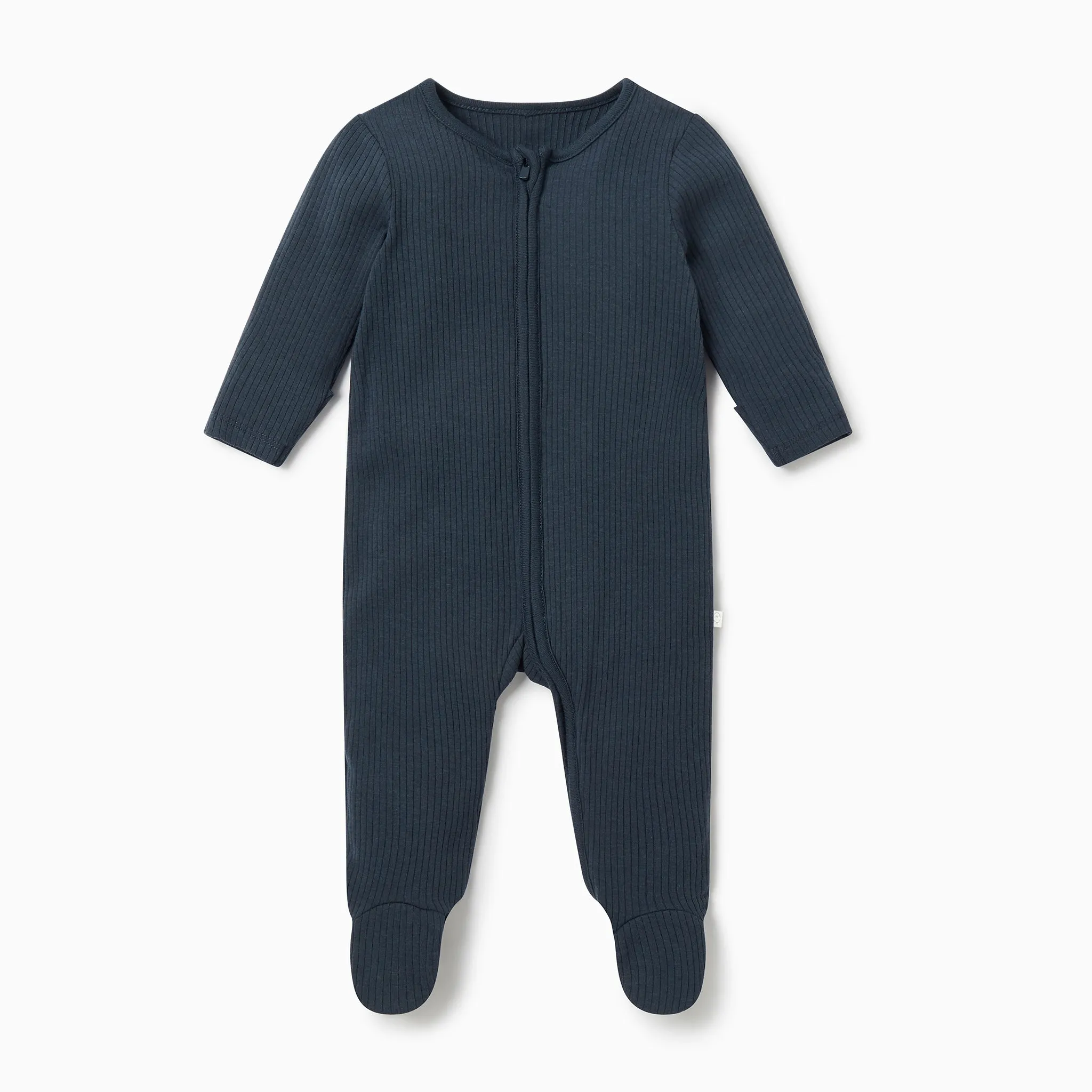 Ribbed Zip-Up Baby Pajamas