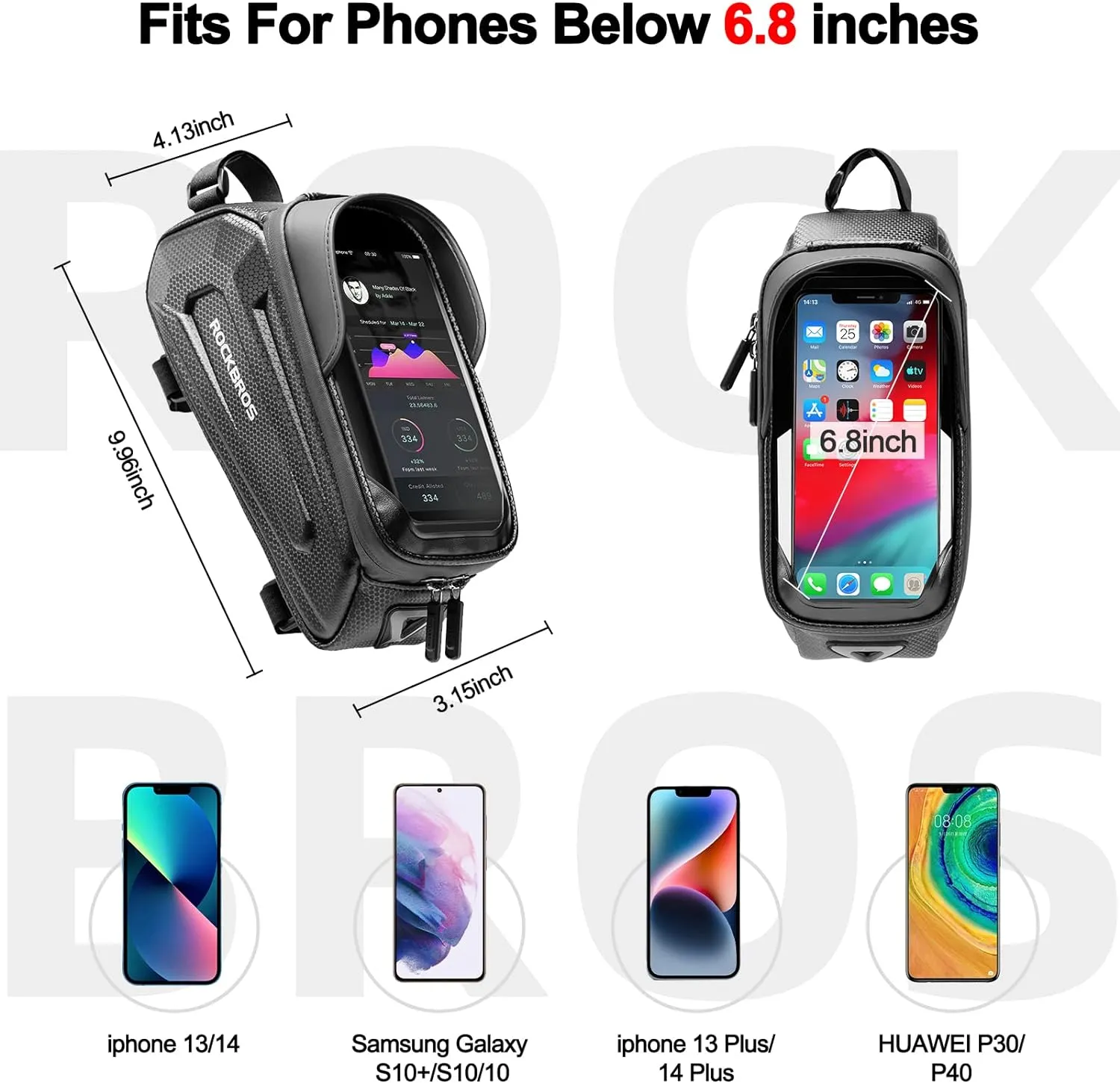 ROCKBROS EVA Waterproof Bike Phone Frame Bag for 6.8" Phones