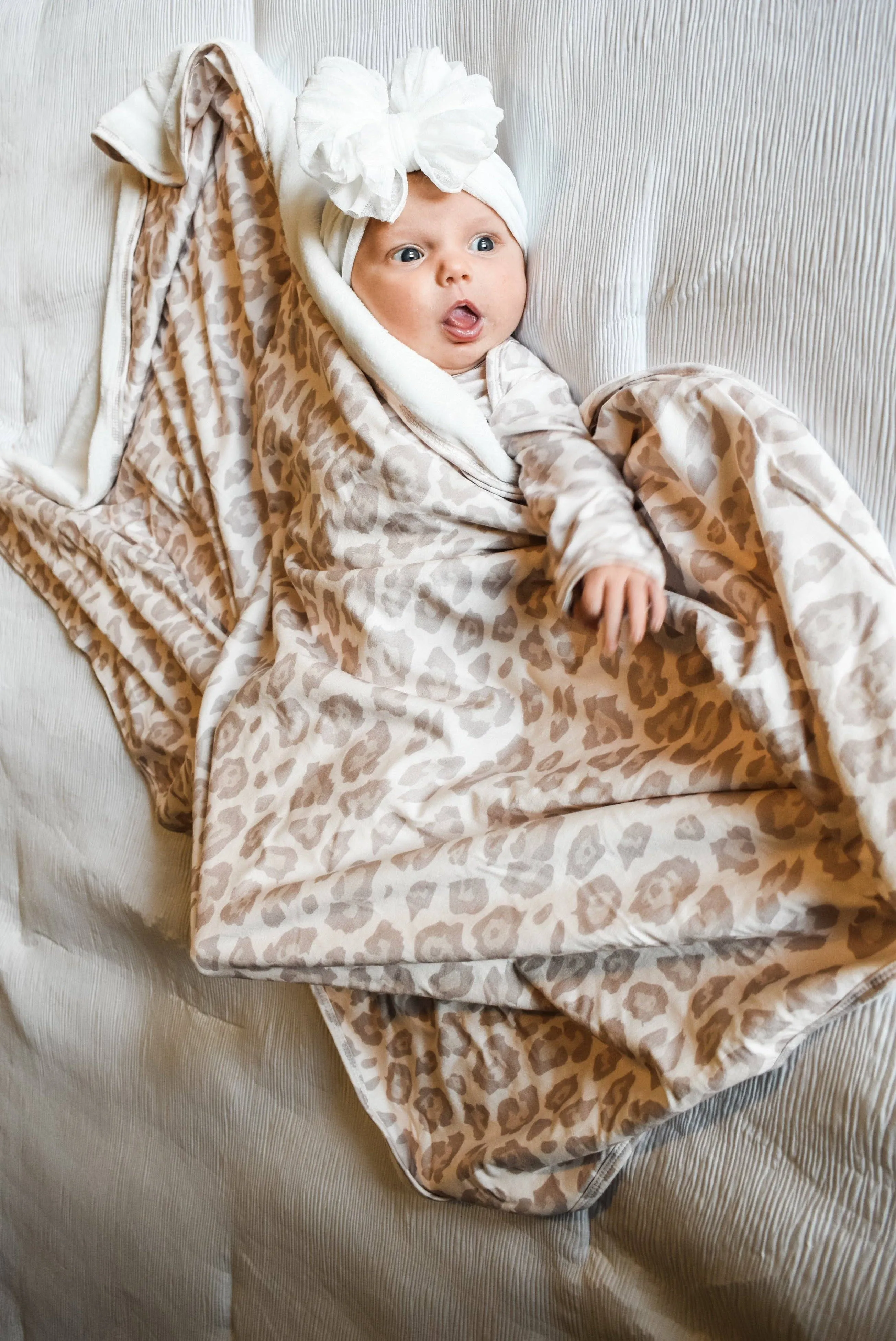 Rockin Royalty - Natural Leopard Plush Swaddle