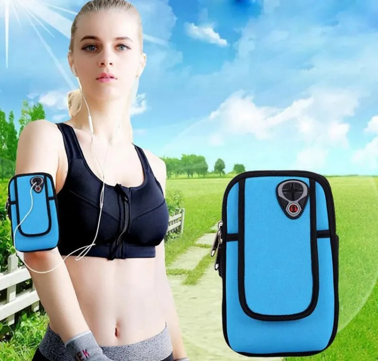 Running Mobile Phone Arm Bag Sports Mobile Phone Arm Sleeve(Light Blue)