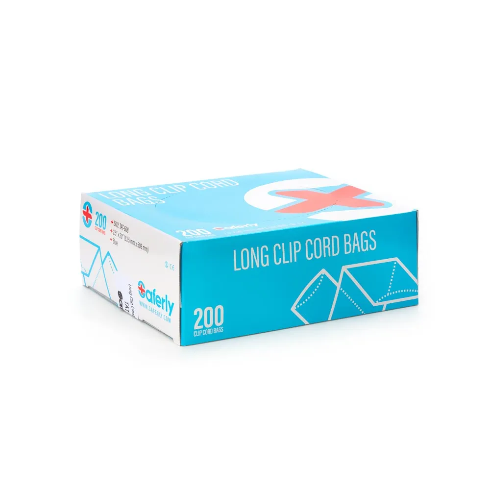 Saferly 20" Clip Cord Sleeves   Machine Bags — Blue — Box of 200