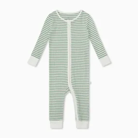 Sage Stripe Ribbed Clever Zip Snug Fit Pajamas