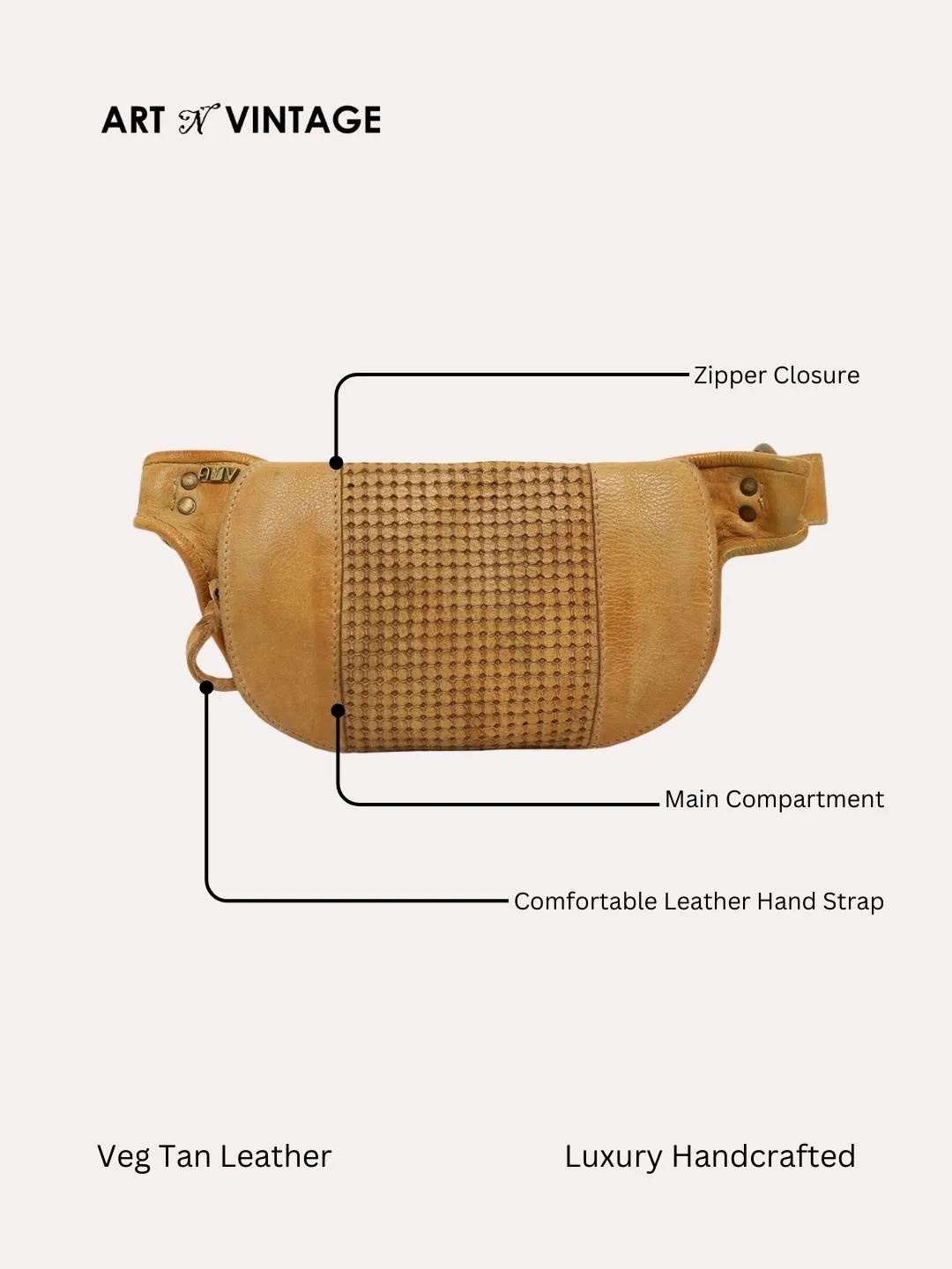 Sand Genuine Leather Crossover Waist Belt Bag