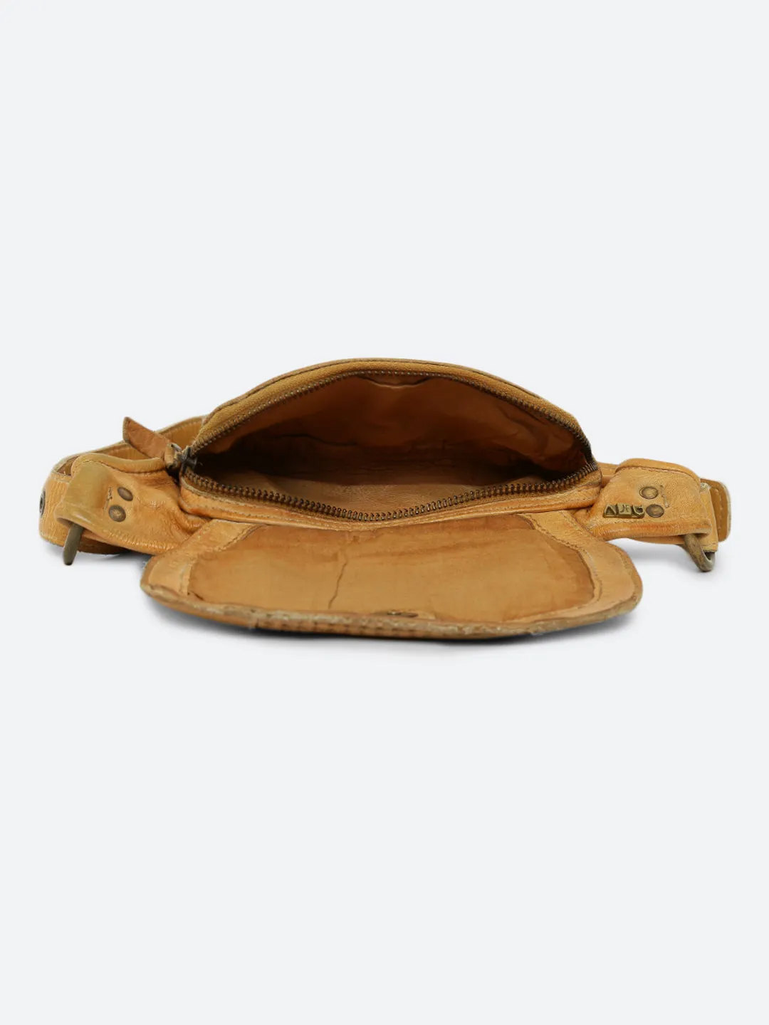 Sand Genuine Leather Crossover Waist Belt Bag