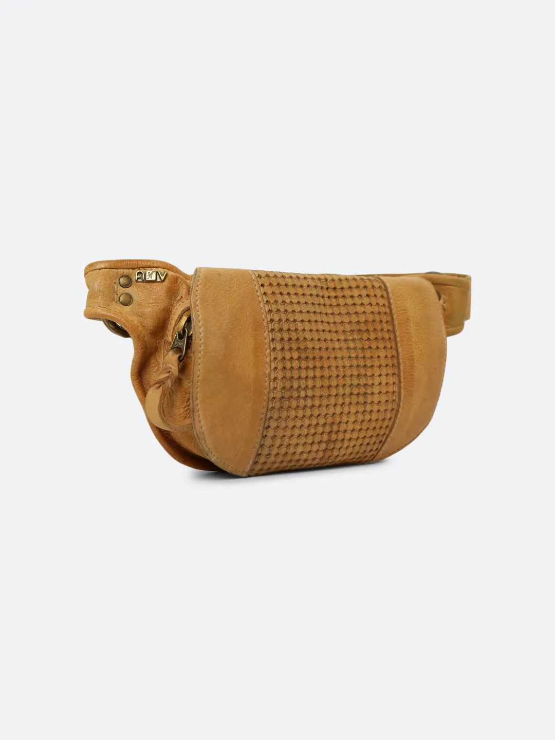 Sand Genuine Leather Crossover Waist Belt Bag