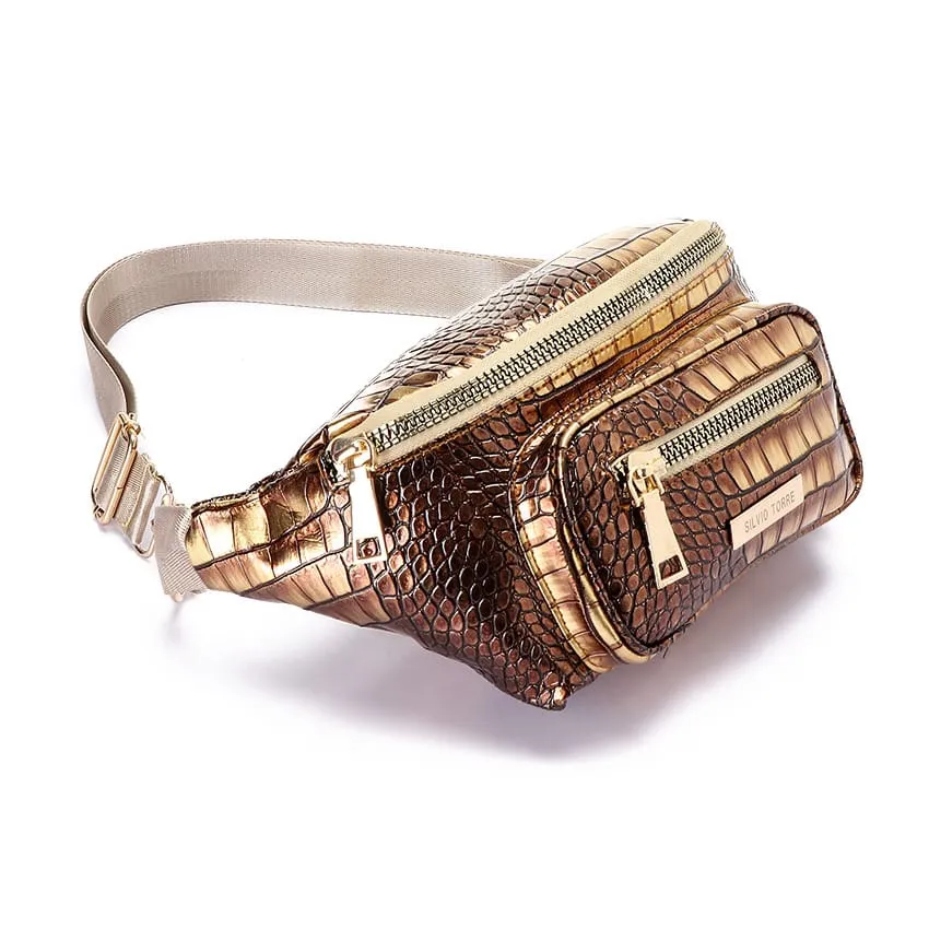 Shiny Snake Leather Super Ring Waist Bag