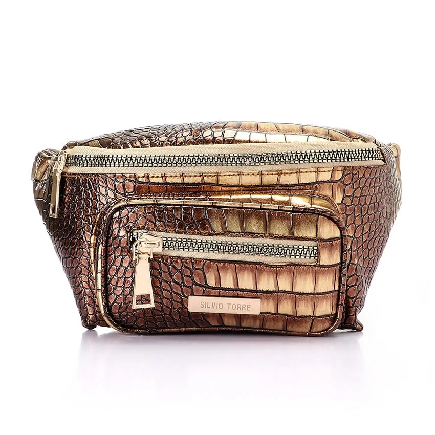 Shiny Snake Leather Super Ring Waist Bag