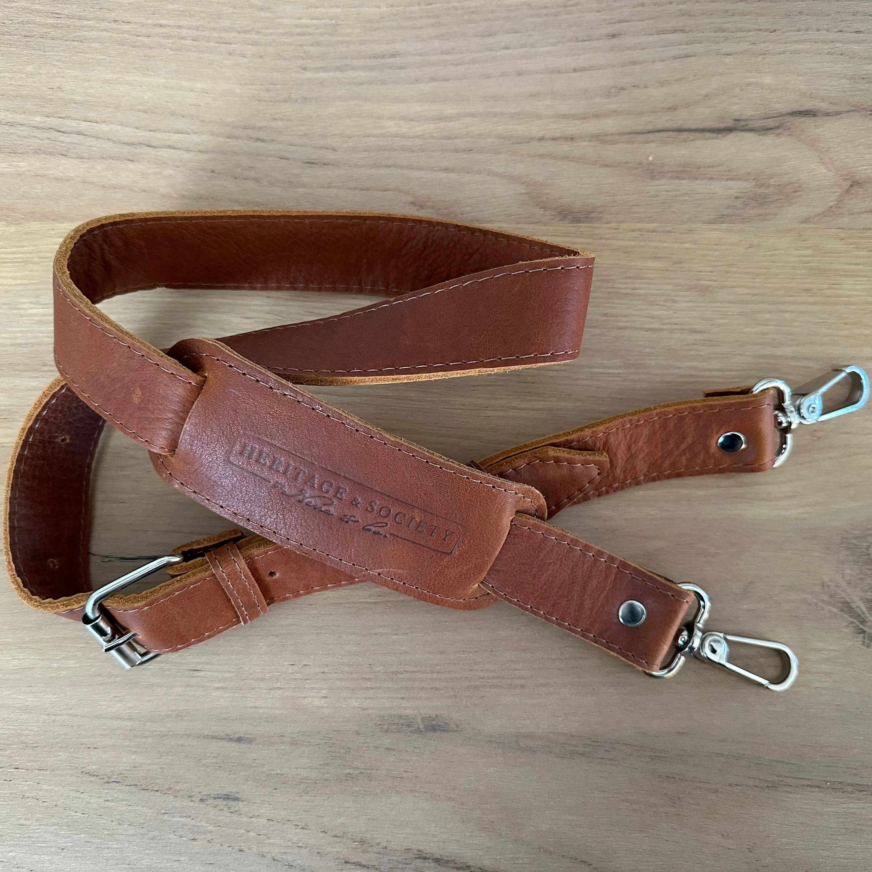 SHOULDER STRAP - HERITAGE & SOCIETY STAMP - CAFE