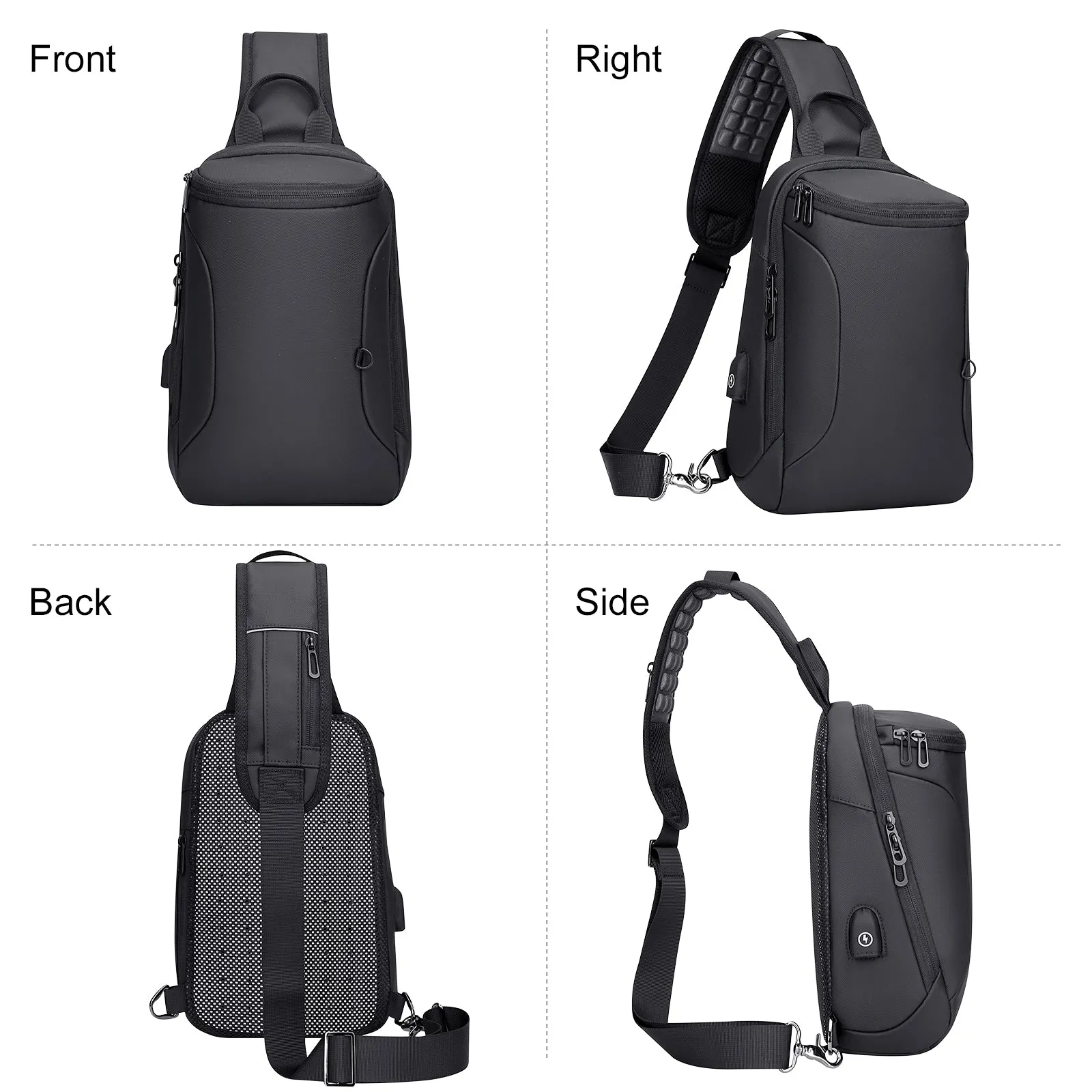 Sling Bag for Men with USB Charging Port