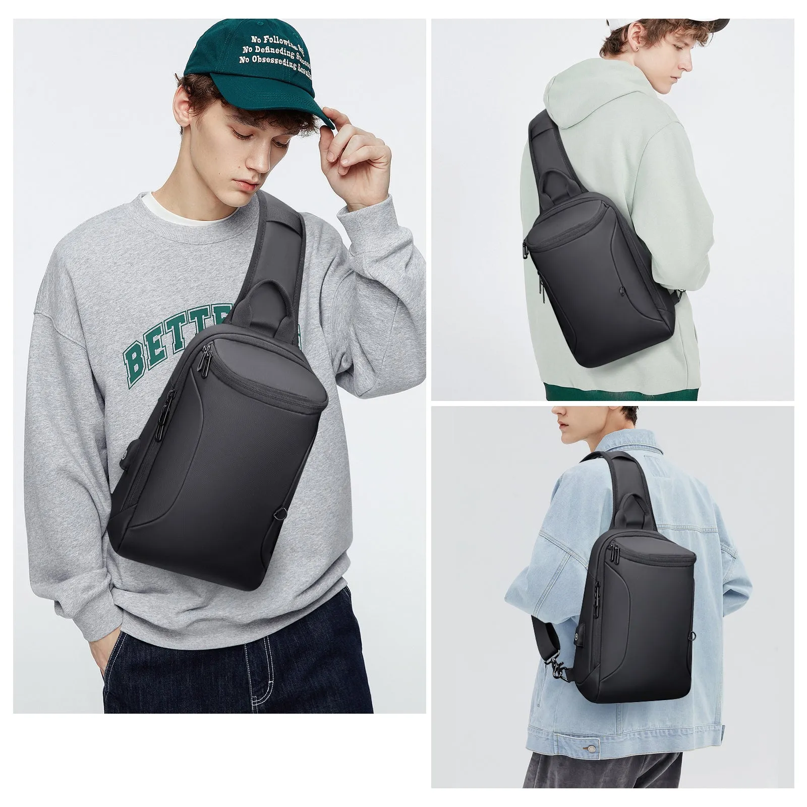 Sling Bag for Men with USB Charging Port