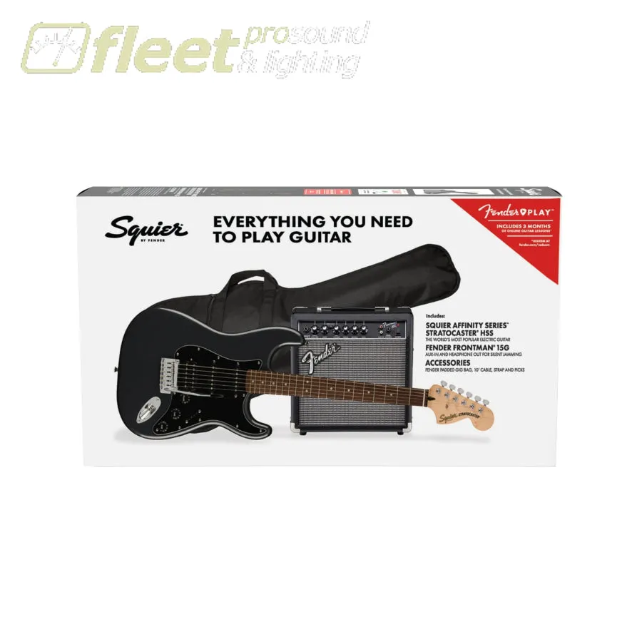 Squier – Affinity Stratocaster HSS Pack w/Gig Bag – Charcoal Frost Metallic – 0372821069