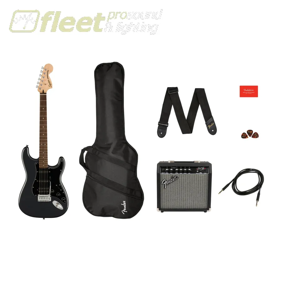 Squier – Affinity Stratocaster HSS Pack w/Gig Bag – Charcoal Frost Metallic – 0372821069