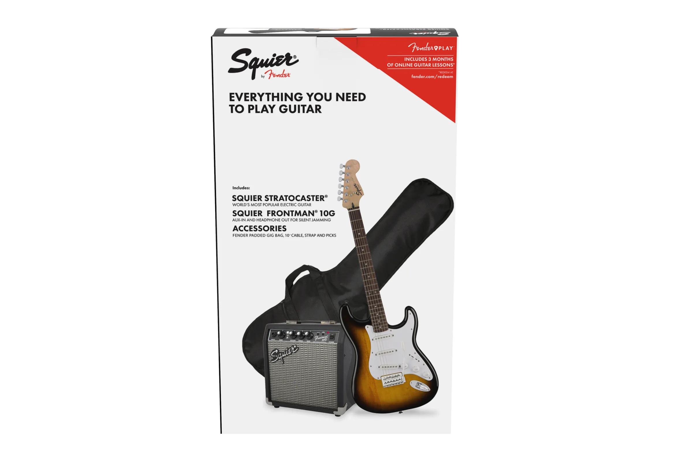 Squier Stratocaster Guitar & Amplifier Starter Pack - Brown Sunburst