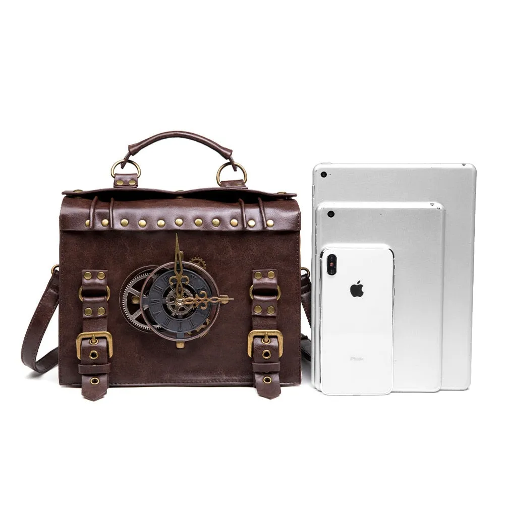 Steampunk Leather Messenger Bag