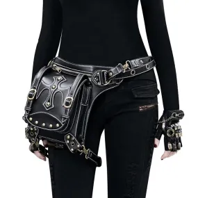 Steampunk Waist PU Leather Rivet Crossbody Shoulder Holster Bag