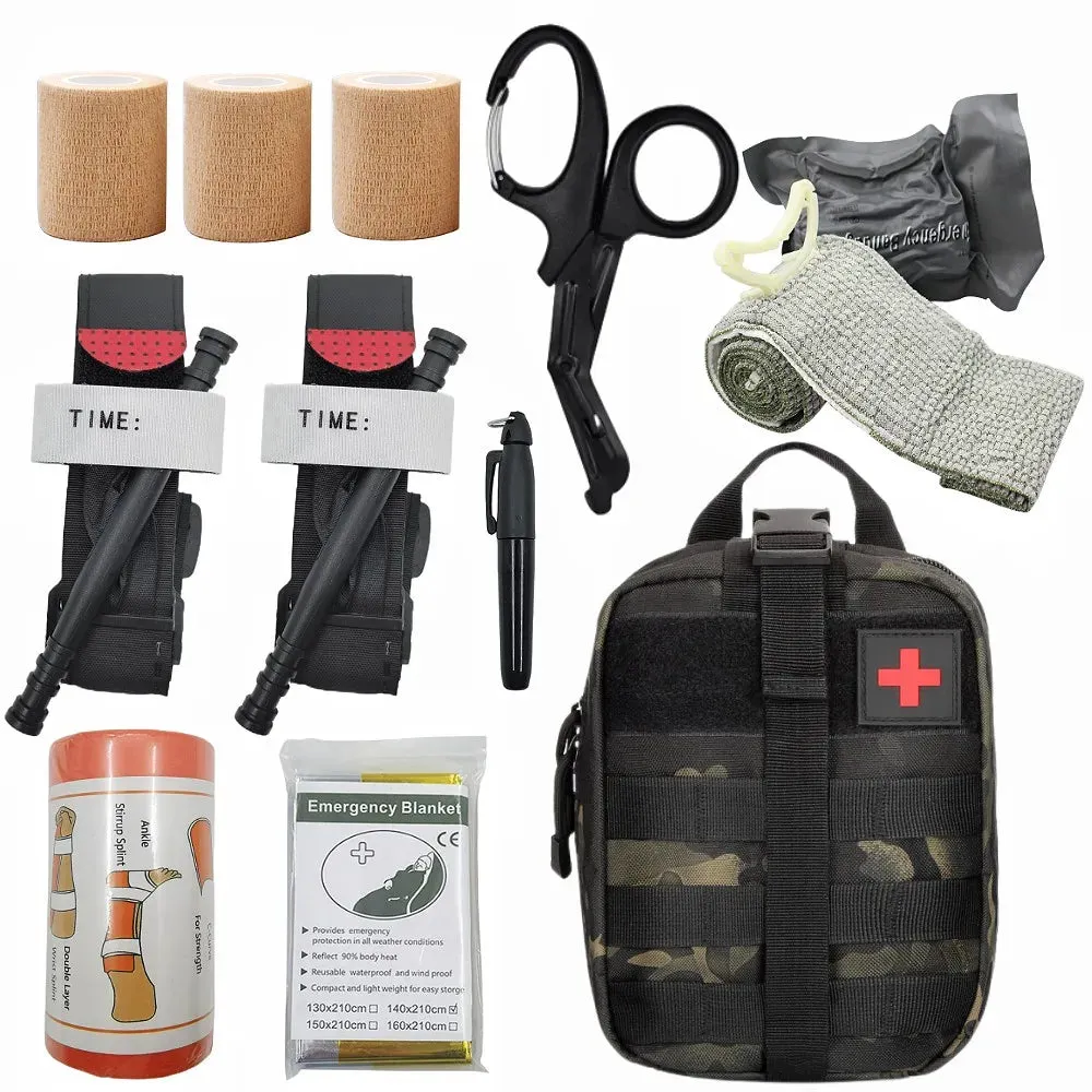 Tactical First Aid Kit Military Edc Survival Emergency Kits Bag Gear Outdoor Hunting Medical Pouch Tourniquet Scissors Bandages