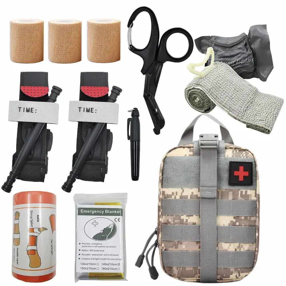 Tactical First Aid Kit Military Edc Survival Emergency Kits Bag Gear Outdoor Hunting Medical Pouch Tourniquet Scissors Bandages