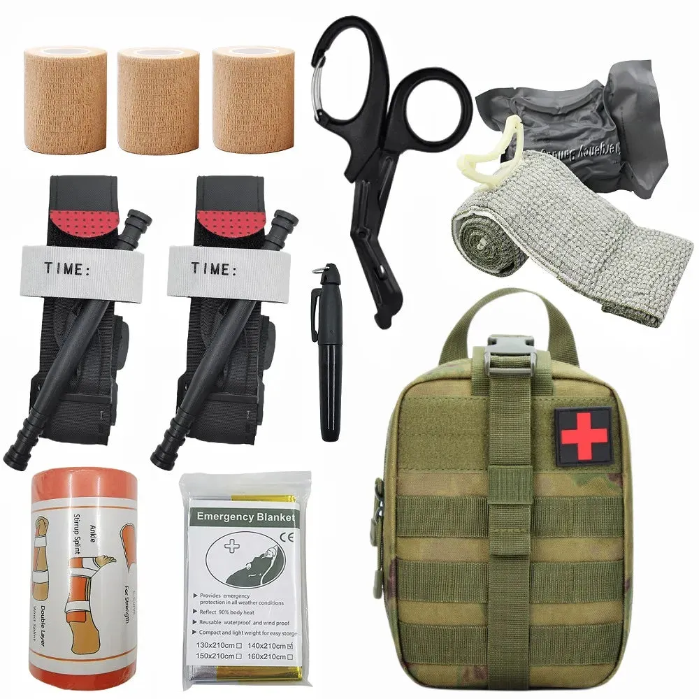 Tactical First Aid Kit Military Edc Survival Emergency Kits Bag Gear Outdoor Hunting Medical Pouch Tourniquet Scissors Bandages