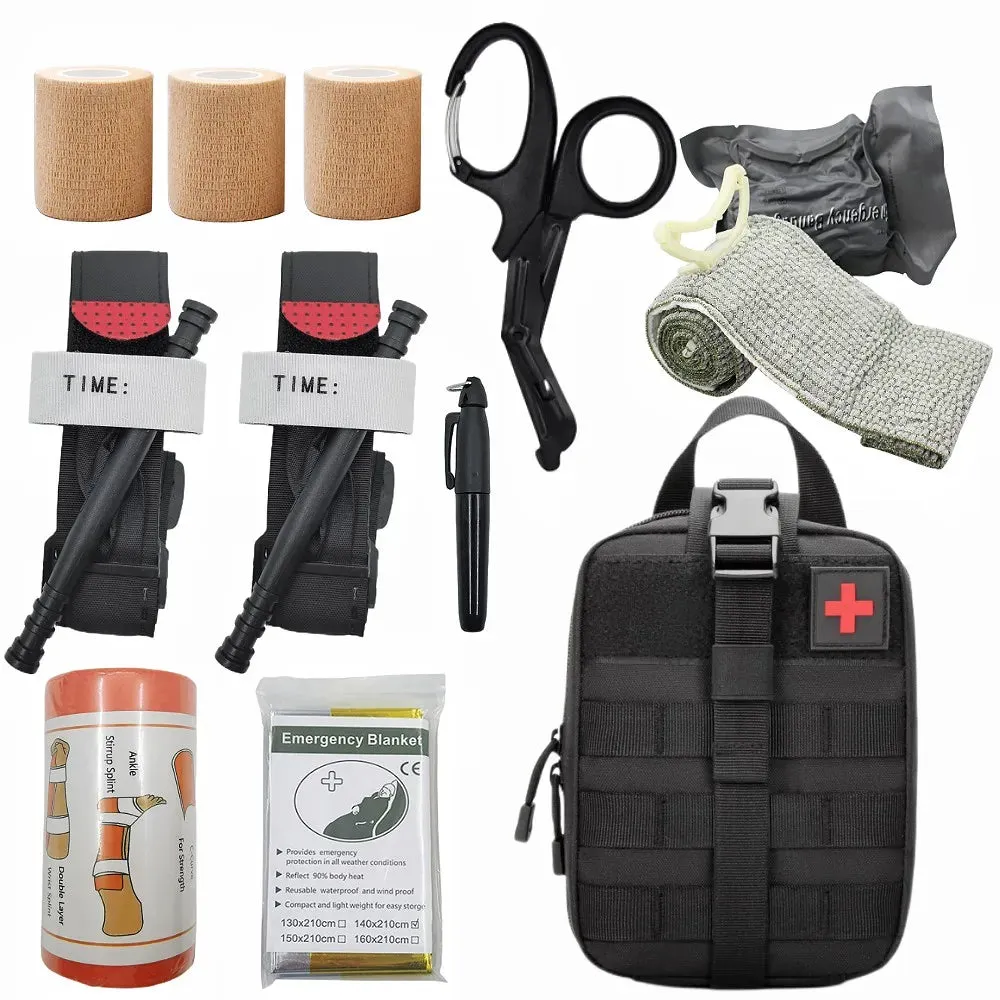 Tactical First Aid Kit Military Edc Survival Emergency Kits Bag Gear Outdoor Hunting Medical Pouch Tourniquet Scissors Bandages